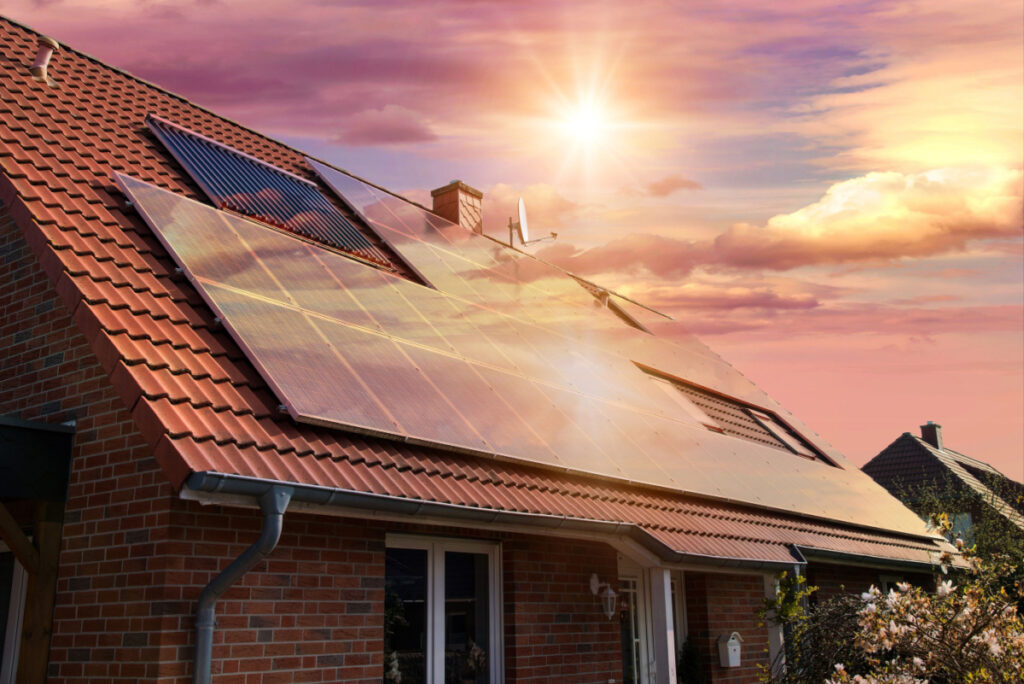 solar panels on roof top